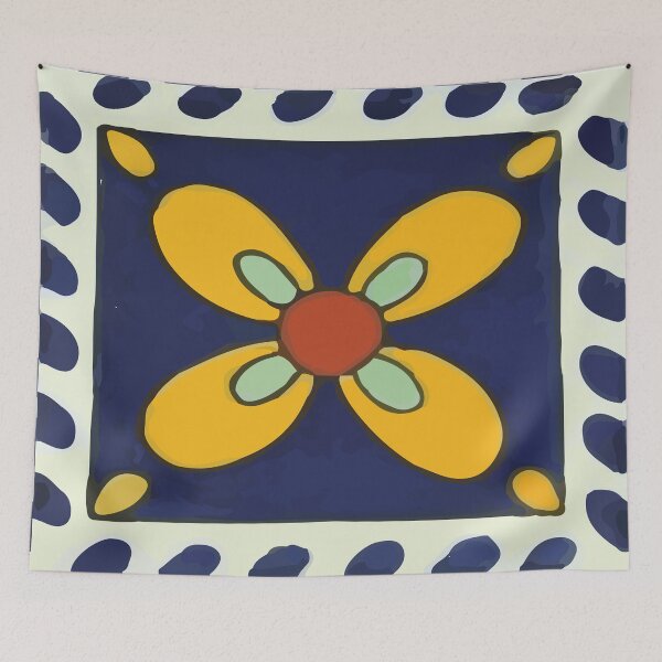 Item preview, Mexican abstract flower geometric design tile azulejo bold interior decoration designed and sold by T-Mex.