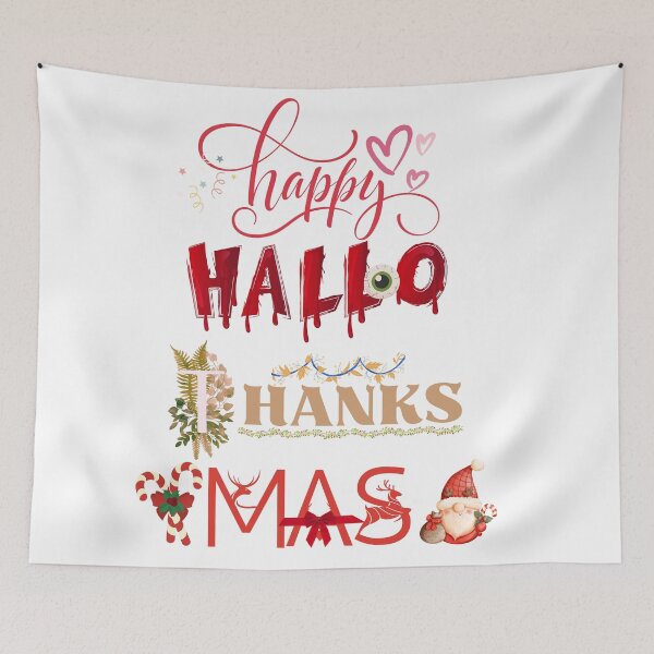 Item preview, Happy HalloThanksMas | Halloween Thanksgiving Christmas Wish designed and sold by LunaticArtWork.