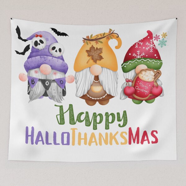 Item preview, Happy HalloThanksMas Gnomes designed and sold by LunaticArtWork.