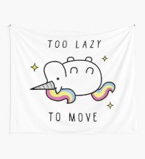 Too Lazy To Move Unicorn T-Shirt Wall Tapestry