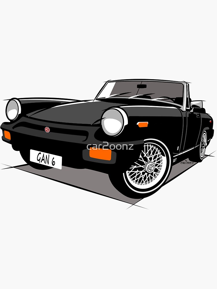 "MG Midget rubber bumper black" Sticker for Sale by car2oonz Redbubble