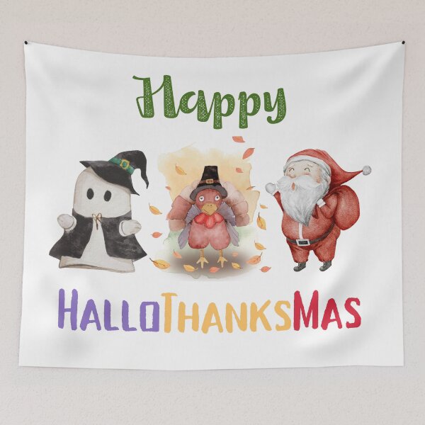 Item preview, Happy HalloThanksMas Boo Turkey Santa designed and sold by LunaticArtWork.