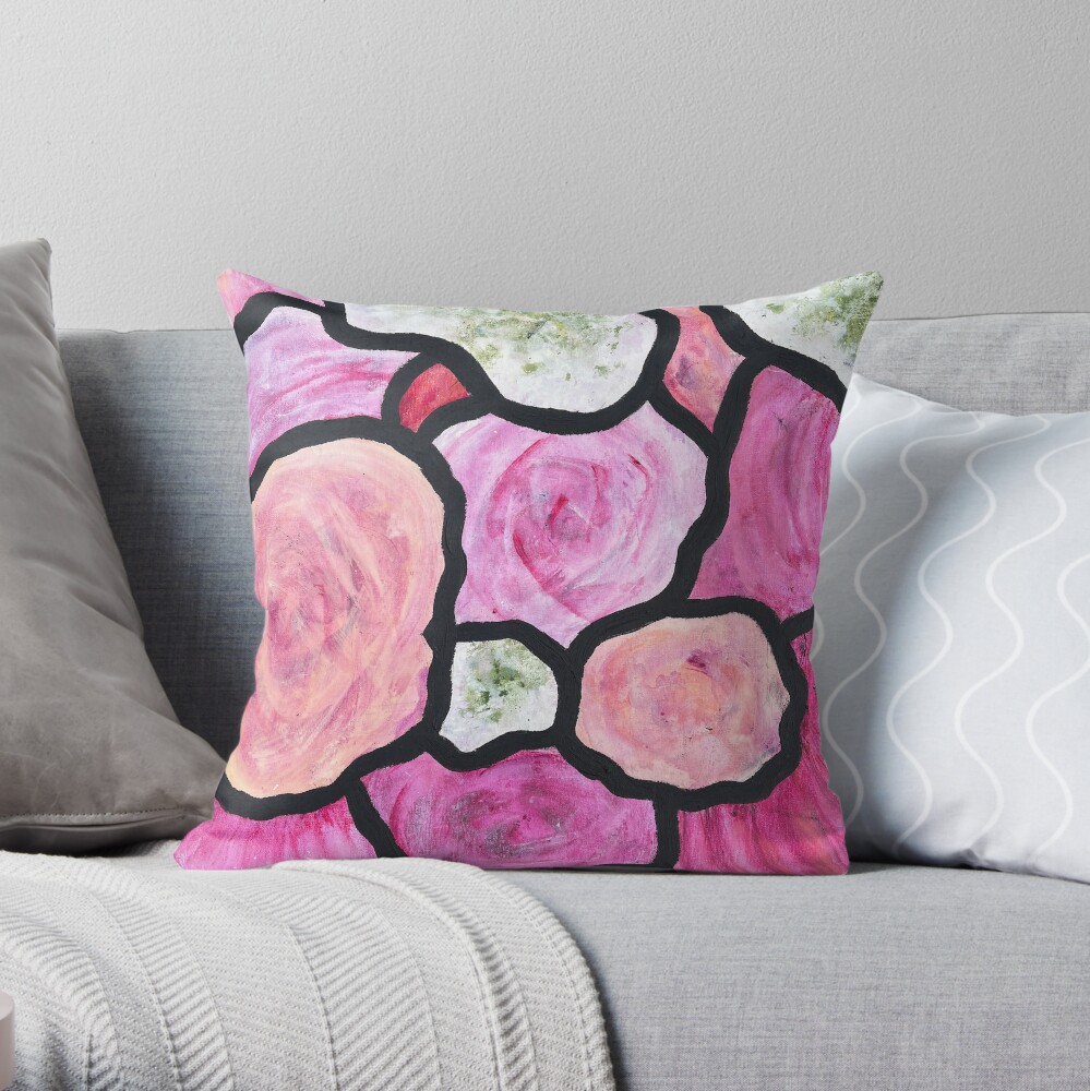 Painted Stained Glass Bouquet - Be Your Forever Throw Pillow