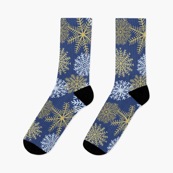 Item preview, Blue and Gold Winter Snowflakes Holiday Pattern designed and sold by Julie Erin Designs.