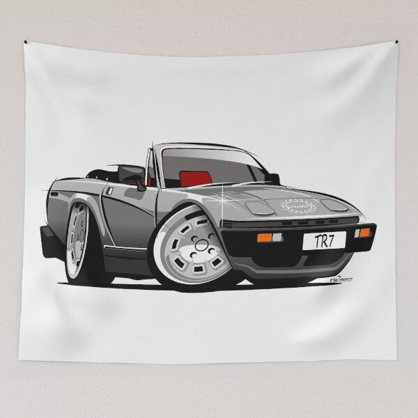 Item preview, Triumph TR7 convertible caricature silver designed and sold by car2oonz.