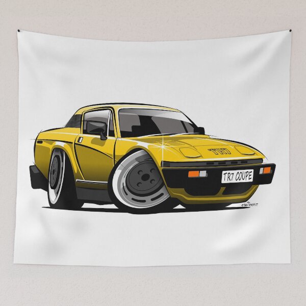 Item preview, Triumph TR7 coupe caricature yellow designed and sold by car2oonz.