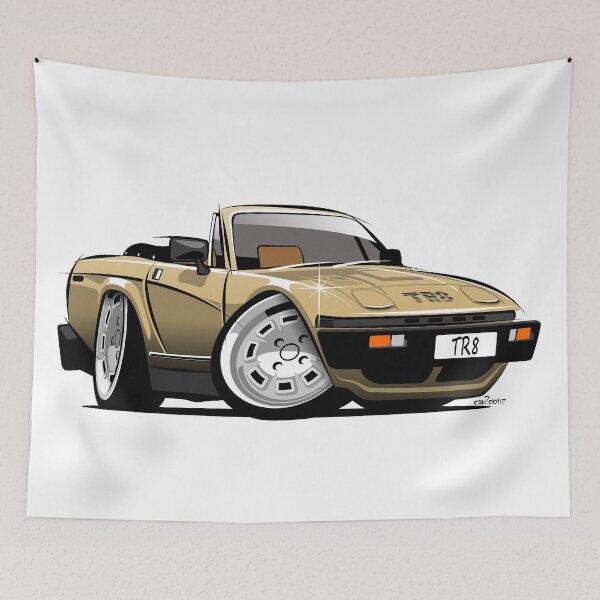 Item preview, Triumph TR8 convertible caricature gold designed and sold by car2oonz.