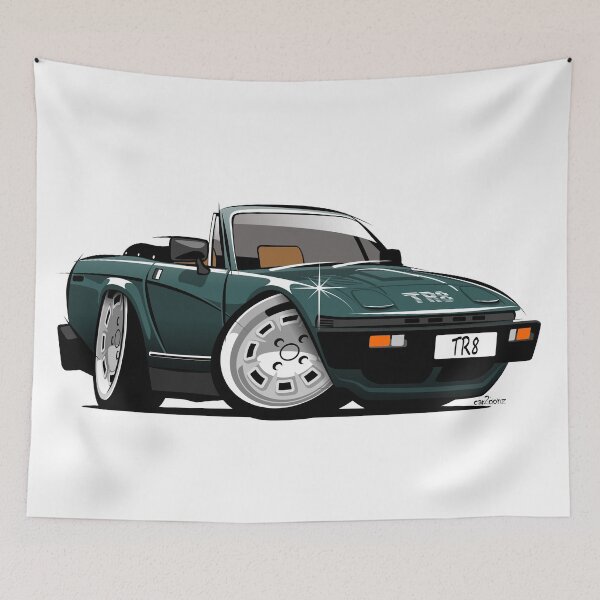 Item preview, Triumph TR8 convertible caricature green designed and sold by car2oonz.