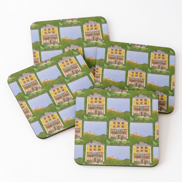Item preview, Hand painted watercolor house in a colorful alpine Landscape designed and sold by Chantellearts.