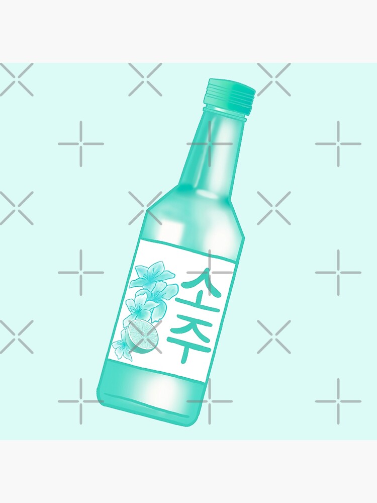 “Lime flavoured korean green soju bottle hangul writing cute flowers