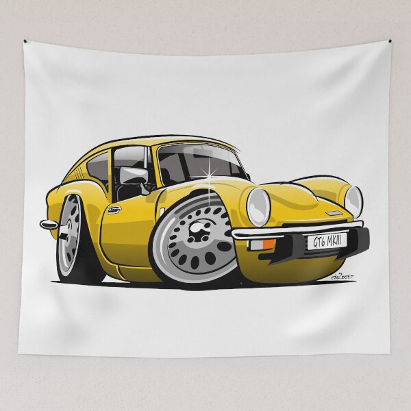 Item preview, Triumph GT6 mk 3 caricature yellow designed and sold by car2oonz.