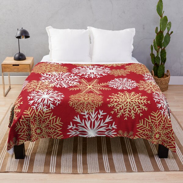Item preview, Red and Gold Winter Snowflakes Holiday Pattern designed and sold by Julie Erin Designs.