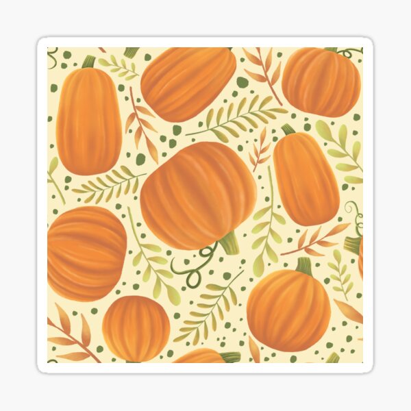 Autumn Pumpkin and Leaves Pattern Sticker
