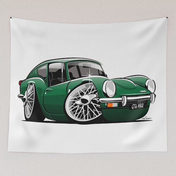 Item preview, Triumph GT6 mk 2 caricature British racing green designed and sold by car2oonz.