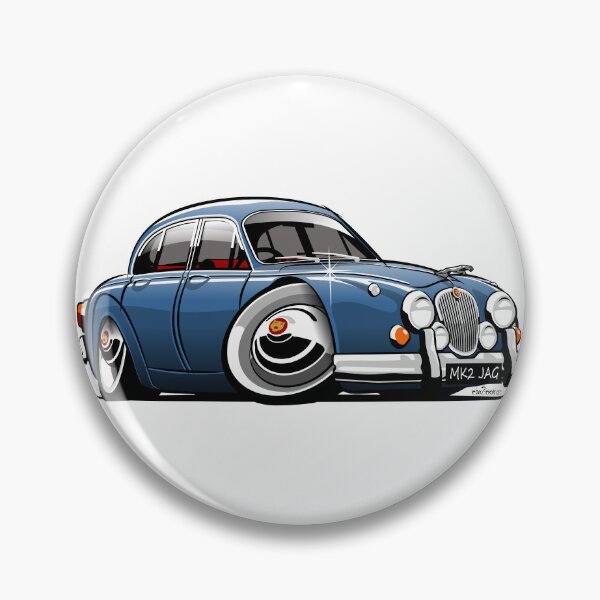 Item preview, Mark 2 Jag caricature blue designed and sold by car2oonz.