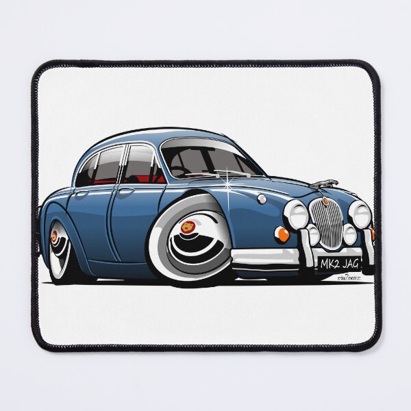 Item preview, Mark 2 Jag caricature blue designed and sold by car2oonz.
