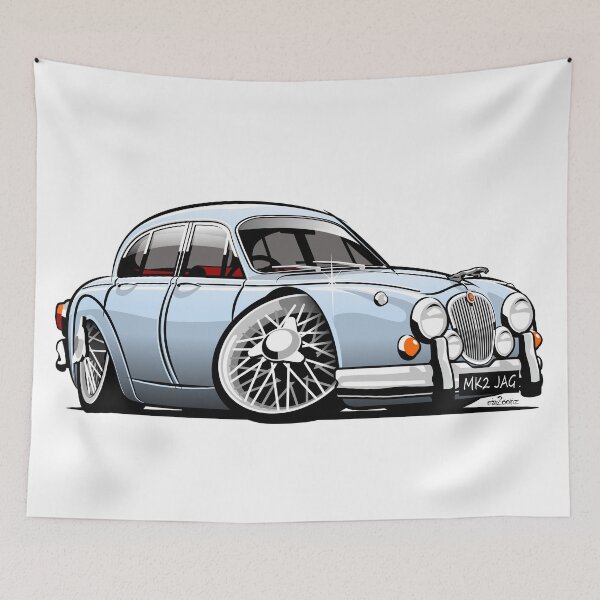 Item preview, Mark 2 Jag caricature light blue designed and sold by car2oonz.