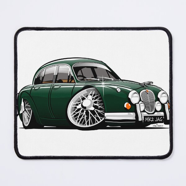 Item preview, Mark 2 Jag caricature British racing green designed and sold by car2oonz.