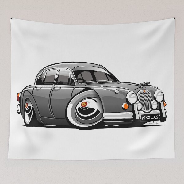 Item preview, Mark 2 Jag caricature silver designed and sold by car2oonz.