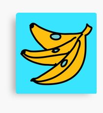 Banana Cartoon Teal Yellow Canvas Print