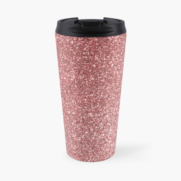 Blush Gold Rose Pink Shimmery Glitter Travel Mug