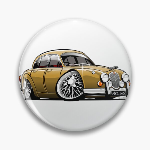 Item preview, Mark 2 Jag caricature gold designed and sold by car2oonz.