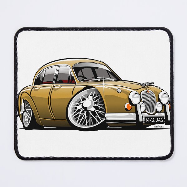 Item preview, Mark 2 Jag caricature gold designed and sold by car2oonz.