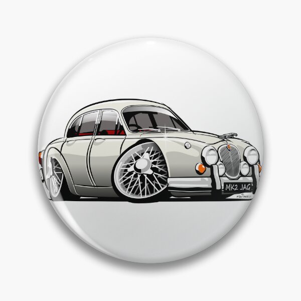Item preview, Mark 2 Jag caricature white designed and sold by car2oonz.