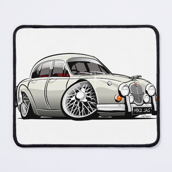 Item preview, Mark 2 Jag caricature white designed and sold by car2oonz.