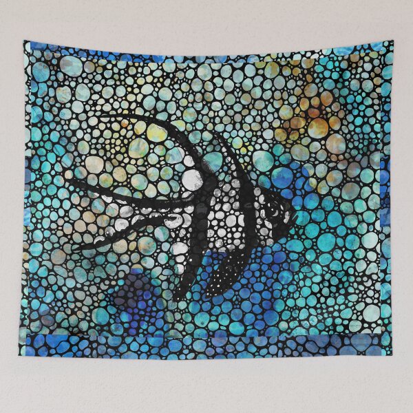 Item preview, Stone Rockd Cardinal Fish Art Tropical Mosaic designed and sold by Sharon Cummings Art.
