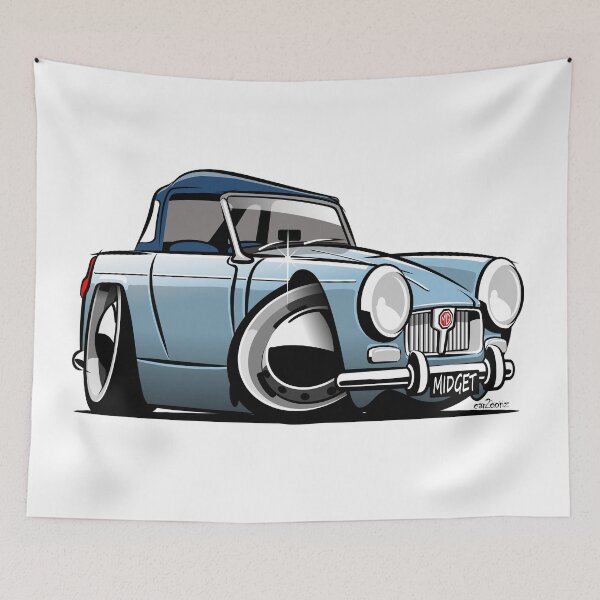 Item preview, MG Midget Mk 1 caricature blue designed and sold by car2oonz.