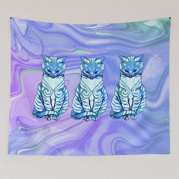 Item preview, Colorful Cat Totem in Blue designed and sold by LaRoach Digital Arts.
