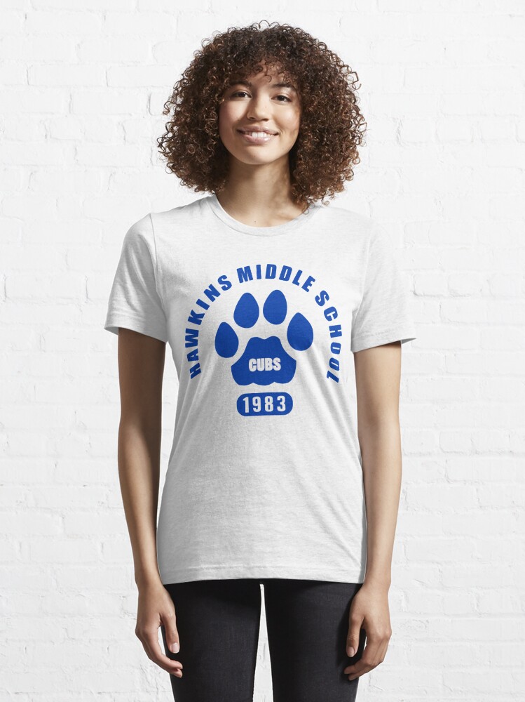 Stranger Things Girl's Hawkins Middle School Cubs 1983 T-Shirt Blue