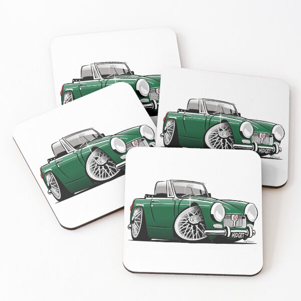 Item preview, MG Midget Mk 3 caricature British racing green designed and sold by car2oonz.