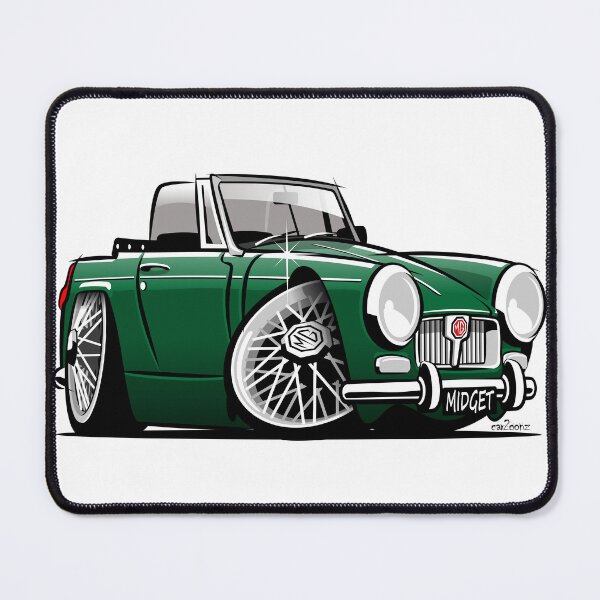 Item preview, MG Midget Mk 3 caricature British racing green designed and sold by car2oonz.