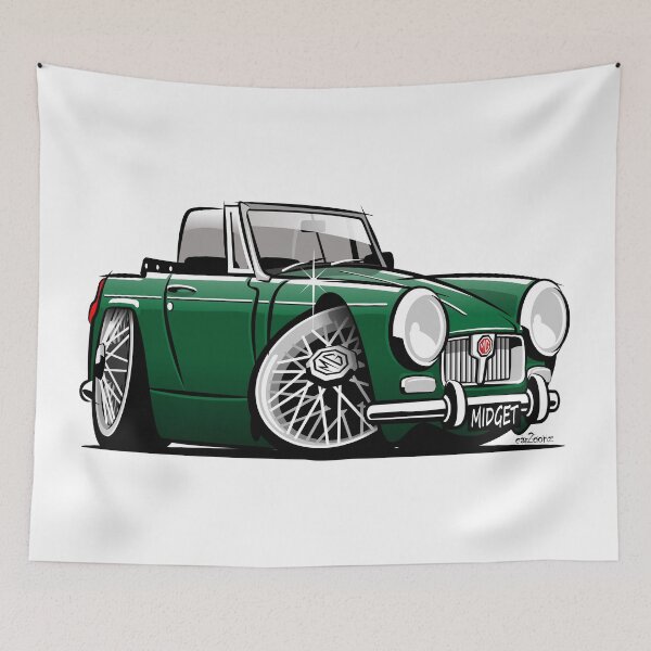 Item preview, MG Midget Mk 3 caricature British racing green designed and sold by car2oonz.