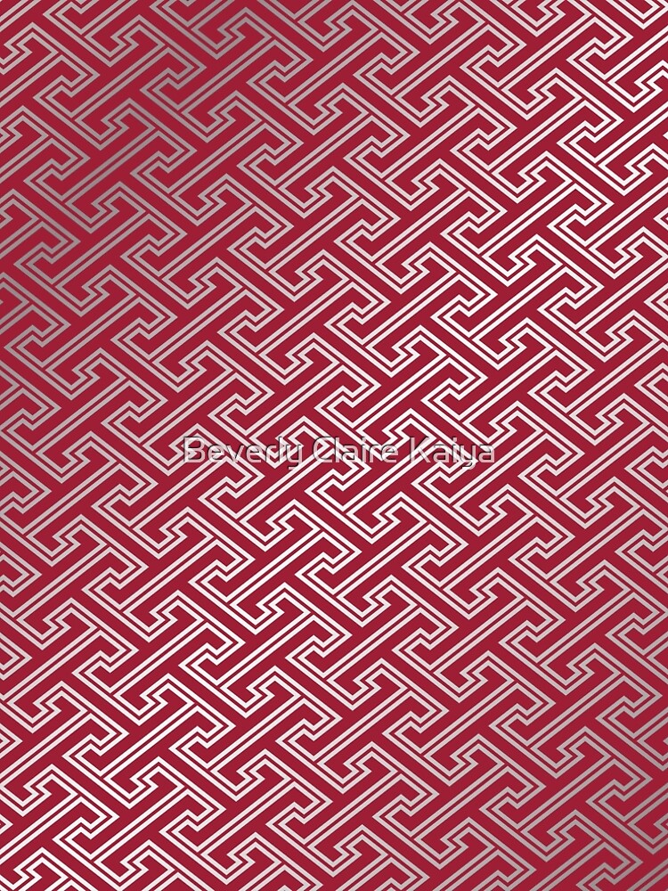 Trendy Fashionable Burgundy Silver Bordeaux Interlocking Pattern by beverlyclaire