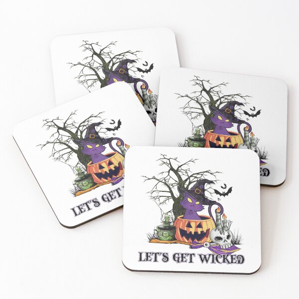 Item preview, Let's Get Wicked, Halloween With Cat And Pumpkin designed and sold by Shirtflyer.