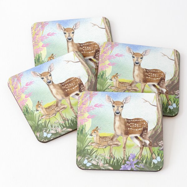 Item preview, Watercolour Nature Illustration: Deer with Fawn designed and sold by Momona-design.