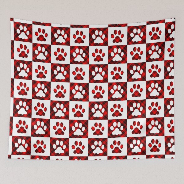 Item preview, Red Plaid Paw Print Checkered Pattern designed and sold by Julie Erin Designs.