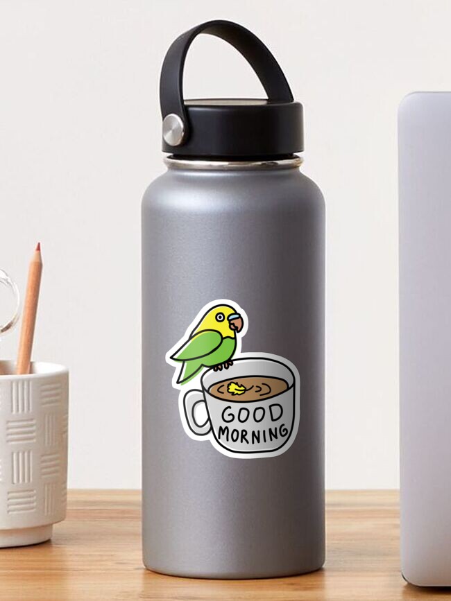 Thumbnail 1 of 3, Sticker, Good Morning Coffee Birb designed and sold by BountifulBean.