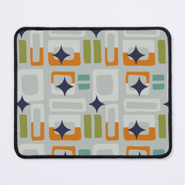 Item preview, Retro Core Aesthetic Geometric Rectangles And Cosmic Atomic Sparkle Stars Gray Teal designed and sold by scorpiolane.