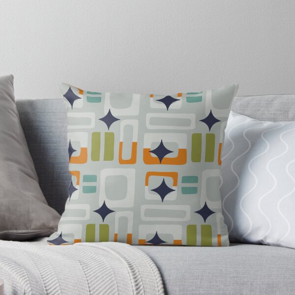 Item preview, Retro Core Aesthetic Geometric Rectangles And Cosmic Atomic Sparkle Stars Gray Teal designed and sold by scorpiolane.