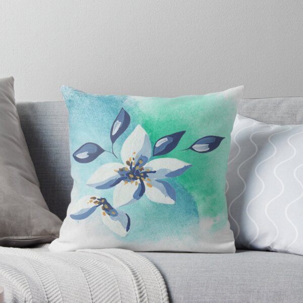 Item preview, Blue Green Watercolor Flower  designed and sold by JadeRiverImages.