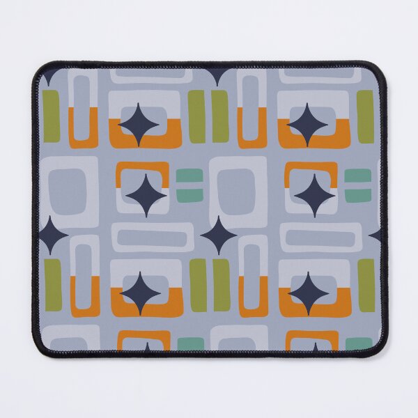 Item preview, Retro Core Aesthetic Geometric Rectangles And Cosmic Atomic Sparkle Stars Pigeon Blue designed and sold by scorpiolane.