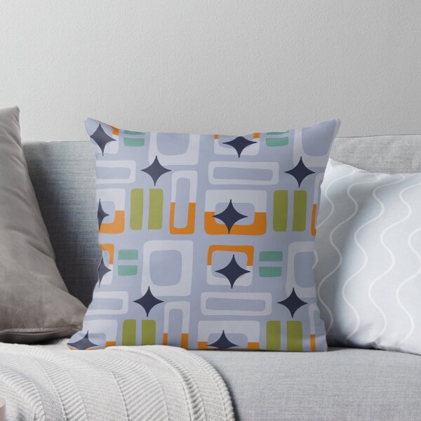 Item preview, Retro Core Aesthetic Geometric Rectangles And Cosmic Atomic Sparkle Stars Pigeon Blue designed and sold by scorpiolane.