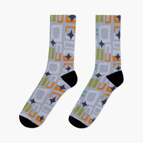 Item preview, Retro Core Aesthetic Geometric Rectangles And Cosmic Atomic Sparkle Stars Pigeon Blue designed and sold by scorpiolane.
