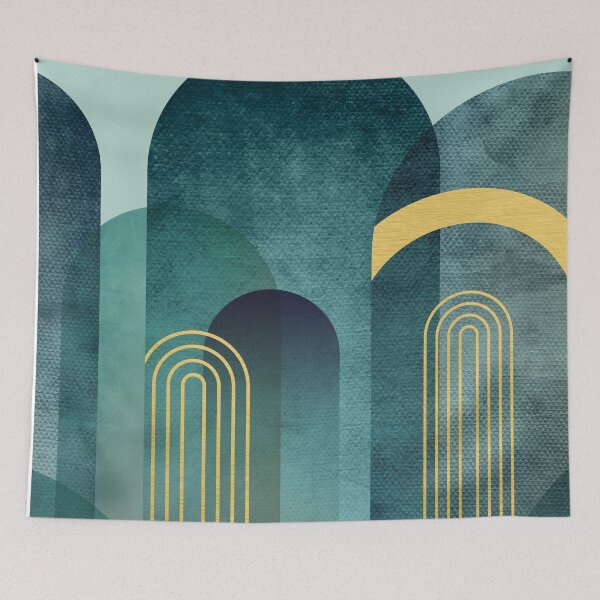 Item preview, Modern Mid Century Arches in Teal designed and sold by UrbanEpiphany.