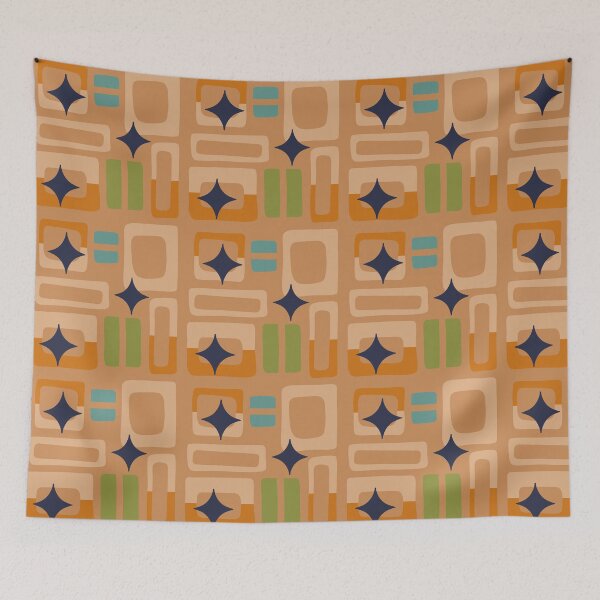 Item preview, Retro Core Aesthetic Geometric Rectangles And Cosmic Atomic Sparkle Stars Orange designed and sold by scorpiolane.