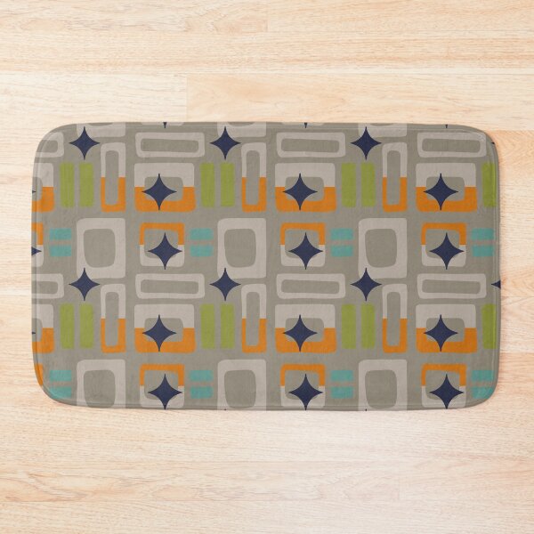 Item preview, Retro Core Aesthetic Geometric Rectangles And Cosmic Atomic Sparkle Stars Muted Green designed and sold by scorpiolane.